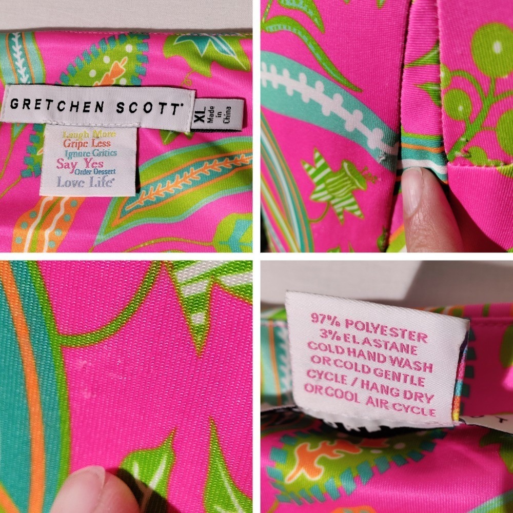 Gretchen Scott XL Pink Hummingbird Heaven Side Tie Sleeveless Maxi Dress Slit - Picture 10 of 10